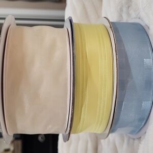 3 Rolls Pastels Kirkland Wire-edged Ribbon, 142 yards approx total